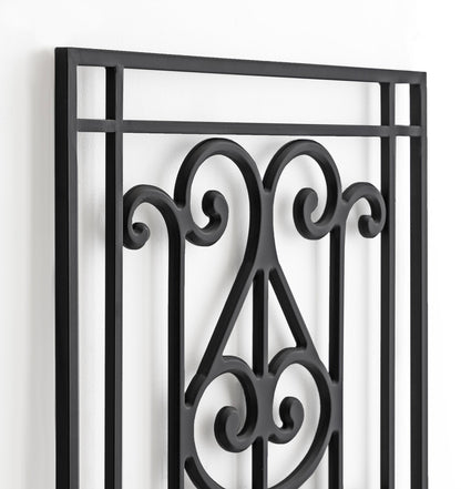 Kate and Laurel Ellard Farmhouse Rectangle Wall Art Plaque, 20 x 44, Black, Traditional Panel Decorative Wall Plaque with Ornate Painted Wooden Scrollwork and Sturdy Metal Frame