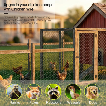 15.7 x 138 Inch Chicken Wire for Floral Arrangements, 24 Rifny Chicken Wire Fencing Roll, 0.6 Inch Mesh Hexagonal PVC Coated Metal Poultry Wire Netting for Craft Garden Plants Chicken Rabbit Barrier