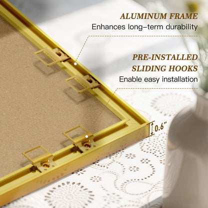 QUEENLINK Linen Bulletin Board 36" x 24", Black Fabric Pin Board with Gold Aluminum Frame, Decorative Vision Board for Home Office, Bedroom & Dorm Wall Decor, Includes 10 Push Pins