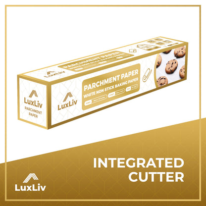 LuxLiv® 12 in x 164 ft White Parchment Paper Roll for Baking – Non-Stick Greaseproof Baking Paper, Cooking & Air Fryer Paper, Sourdough Bread Baking Supplies, Extra-Thick & Easy-Tear Roll