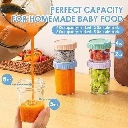 DRKIO 12 Pack Glass Baby Food Storage Containers