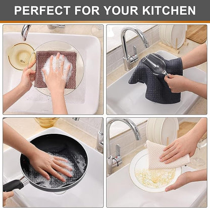 Kitinjoy 100% Cotton Kitchen Dish Cloths, 12 Pack Waffle Weave Ultra Soft