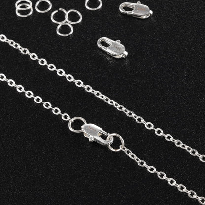 925 Sterling Silver Jewelry Making Lobster Claw 10mm, 23PCS Italian Rectangle Trigger Clasps with Open Jump Rings Set, Small Necklaces Bracelet Connector Clasp Supplies Silver Jewelry Finding Set