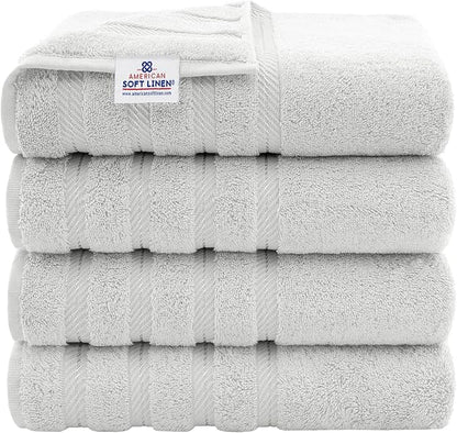 American Soft Linen Luxury 4 Piece Bath Towel Set, 600 GSM 100% Cotton Turkish