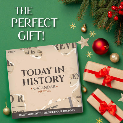 Today in History Perpetual Calendar | Daily World History Facts Desktop Calendar, This Day In Amazing History Trivia Facts & Achievements | History Buff Gift Page A Day Box Calendar with Historical Info For Every Day of The Year