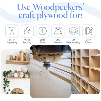 Baltic Birch Plywood 15 x 30 x 1/4 Inch - 6 mm Craft Wood, Pack of 2 B/BB Grade, Stronger Than Basswood Sheets or Balsa Wood, Perfect for Laser, CNC Cutting, Wood Burning, by Woodpeckers