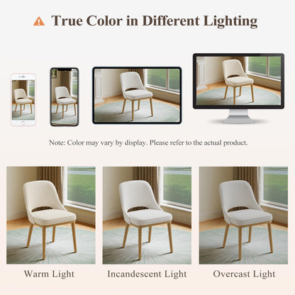 MALOL Wooden Dining Chairs Set of 2, Modern Fabric Upholstered Dining Room Chair, Kitchen Side Chairs, Farmhouse Armless Dinner Chair with Open Back for Kitchen, Beige