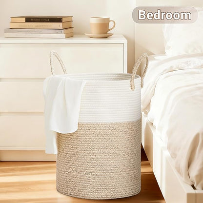 Tall Laundry Basket with Handles, 72L Portable Dirty Clothes Hamper, Boho