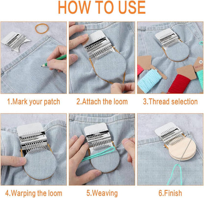 Knit Patch Loom Kit Patchmaker 2.0，Portable Mini Darning Loom Weave Tool Knit Patch Loom Kit Patchwork Weaving Tool Set for Quickly Sewing Repair on Socks Clothes Jeans (014)