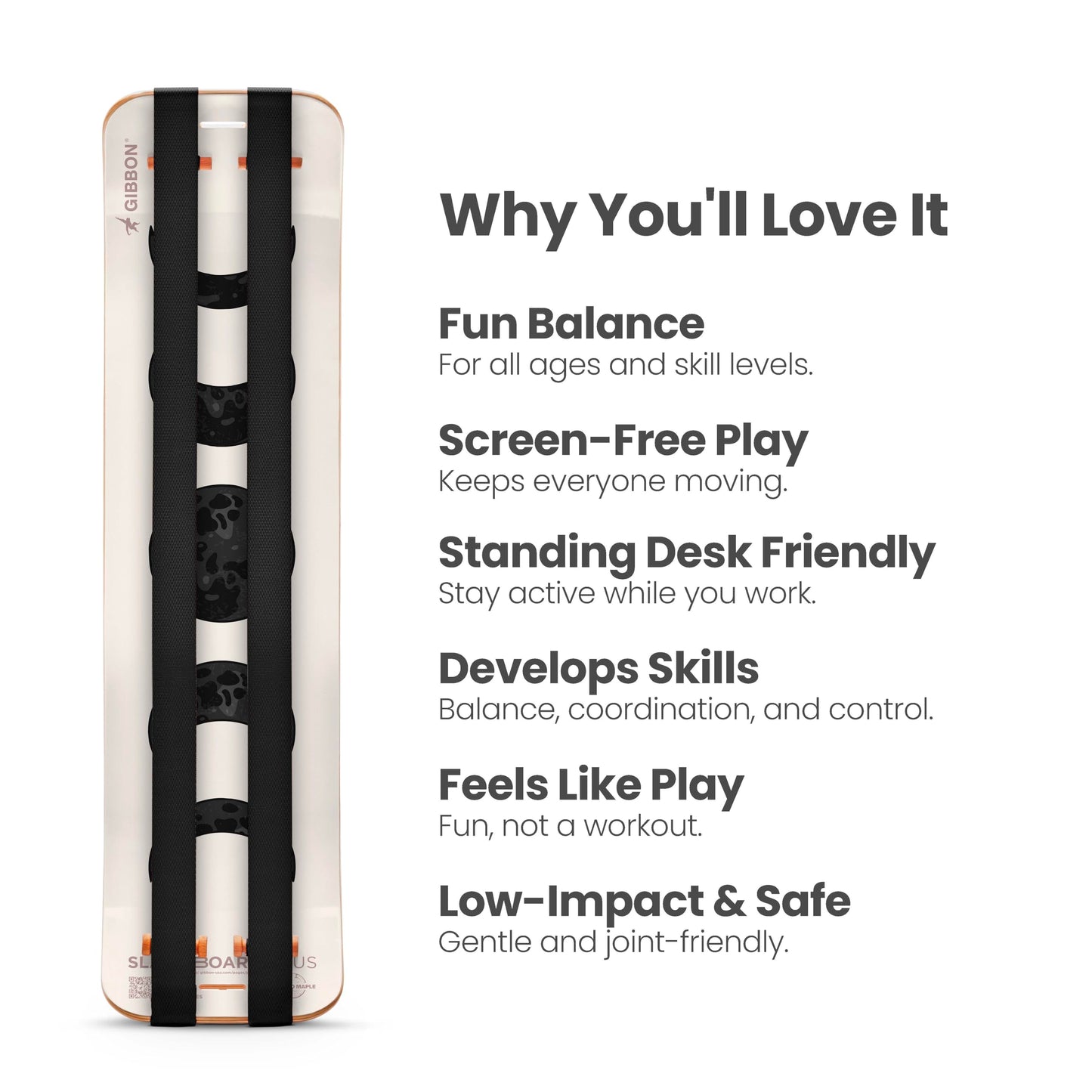 GIBBON SlackBoard Plus - 2-in-1 Slackline Balance Board for Adults - Workout Equipment Home Gym Training - Slack Board Wooden Balance Trainer - Standing Desk Exercise, Yoga, Agility, Pilates, Core