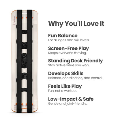 GIBBON SlackBoard Plus - 2-in-1 Slackline Balance Board for Adults - Workout Equipment Home Gym Training - Slack Board Wooden Balance Trainer - Standing Desk Exercise, Yoga, Agility, Pilates, Core