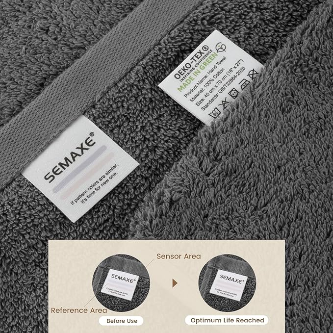 SEMAXE Grey Bath Towel, 100% Cotton Towel