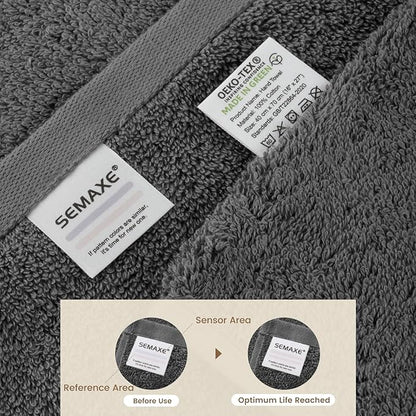 SEMAXE Grey Bath Towel, 100% Cotton Towel