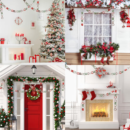 JarThenaAMCS 300Pcs Christmas Paper Chains Double-Sided Red Green Decorative Paper Links for Winter Xmas Party Favors DIY Crafts Supplies