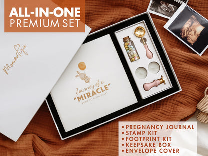 Pregnancy Journal for First Time Moms, Baby Essentials Memory Book Gift Set, All-in-One Keepsake Box with Wax Seal Kit and Footprint Kit, Elegant Baby Scrapbook with Photo Album, Bump to Birth
