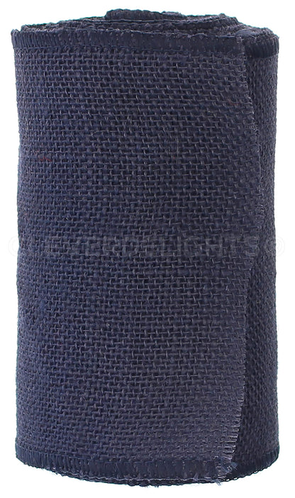 CleverDelights 6" Navy Burlap Ribbon - Wired Edges - 10 Yards - Jute Burlap Fabric