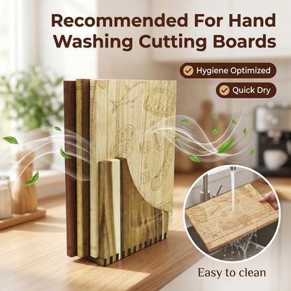 Wooden Book Cutting Board Set with Stand 3 Piece Wooden Cutting Boards Decorative Chopping Board Set for Kitchen Counter Fun Gift for Home Cooks