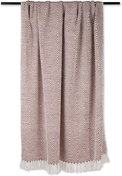 DII Diamond Throw Collection Woven Cotton, 50x60, Cinnamon