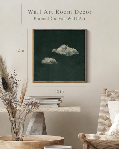 InSimSea Minimalist Cloud Wall Art, Square Framed Canvas Painting Modern Abstract Sky Artwork, Cloud Canvas Paints for Living Room Bedroom Bathroom Dining Room, Home Office Wall Decor 12"x12"