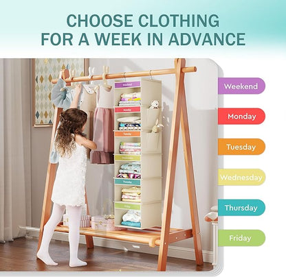 YOUDENOVA 6-Shelf Weekly Hanging Closet Organizer, Weekly Clothes Organizers