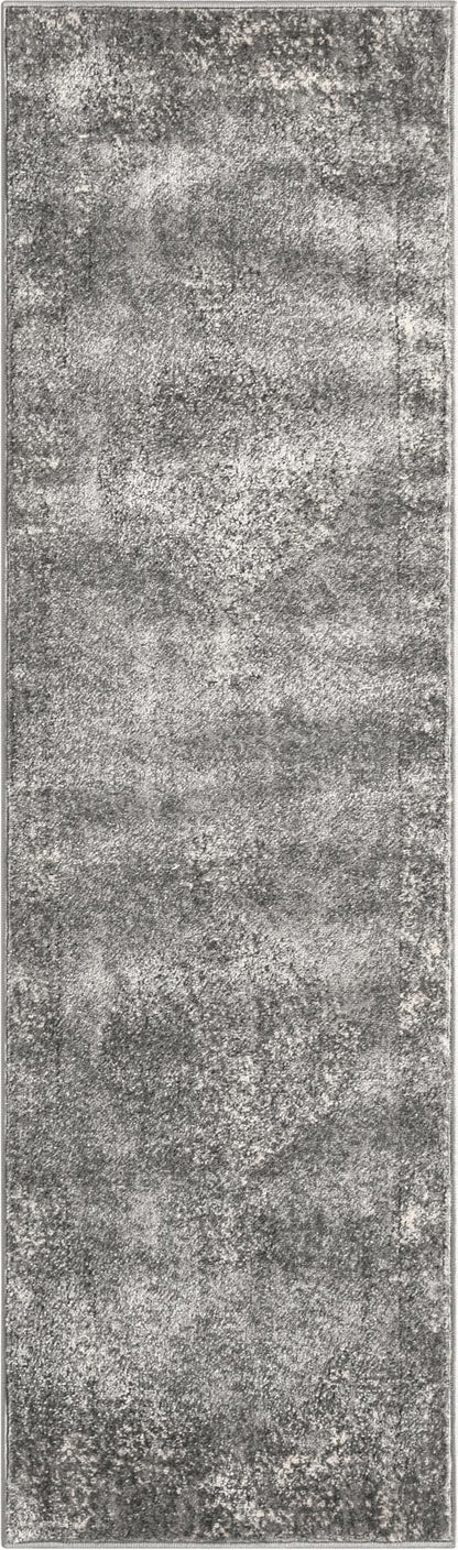Rugs.com - Oregon Collection Rug – 7 Ft Runner Gray Stain-Resistant Runner – Farmhouse Medallion Style for Hallways and Entryways