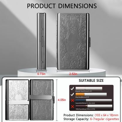 Classic Vintage Metal Women's and Men's Portable Cigarette Case, RFID Credit Card Wallet. (Figure Black, 12pcs 100mm)