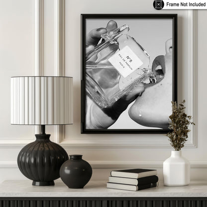 Poster Master Drinking Perfume Print - Fashion Poster - Black and White Art - Luxury Brand Wall Design - Girly Photography Art - Great Girl's Room or Office Decor - 8x10 UNFRAMED Wall Art