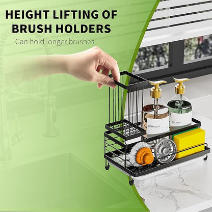 Cisily Large Capacity Kitchen Sink Caddy Organizer, Rustproof Non-Slip Sponge