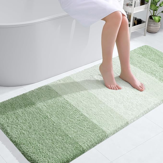 OLANLY Large Bathroom Rugs Mat 45x27, Extra Soft Absorbent Microfiber Bath Rugs, Rubber Backing, Quick Dry, Washable Bath Mats for Bathroom Floor, Tub and Shower, Home Decor Accessories, Sage Green