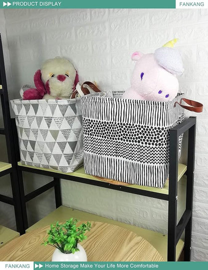 FANKANG Square Nursery Hamper Storage Bins Canvas Laundry Basket Foldable