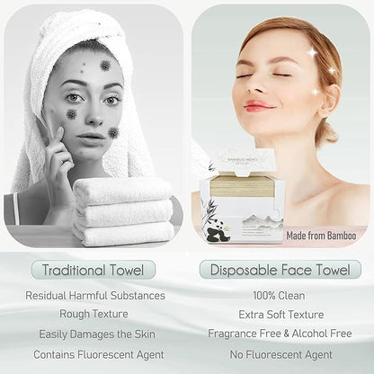 Bamboo Rayon Disposable Face Towel Biodegradable Large Dry Face Wipes 120 Count
