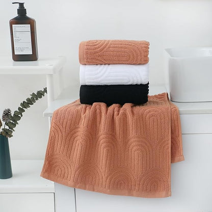 Pidada Hand Towels Set of 4 Striped Pattern 100% Cotton Absorbent Soft