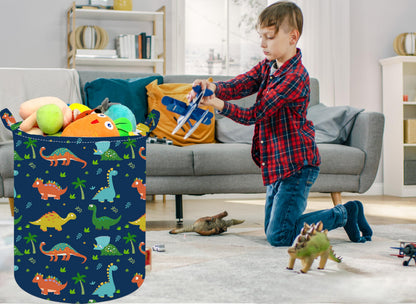 ACMUUNI Collapsible Kids Laundry Basket Clothes Hamper, Foldable Storage Organizer Bin, Toy Clothes Storage with Handles for Boys Girls Bedroom, Room Decor Dinosaur