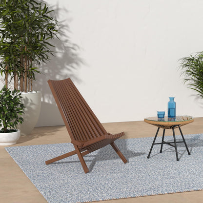 CleverMade Tamarack Folding Wooden Outdoor Chair -Stylish Low Profile Acacia Wood Lounge Chair for the Patio, Porch, Lawn, Garden or Home Furniture - Cinnamon