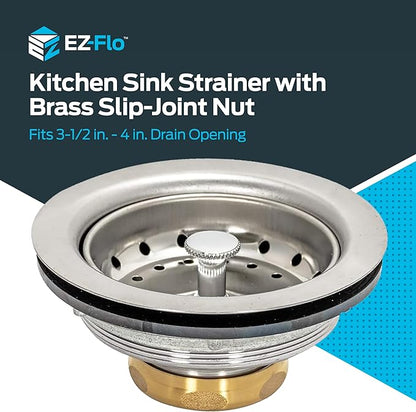 EZ-FLO Kitchen Sink Strainer Fits 3-1/2 Inch Opening, Sink Drain Assembly