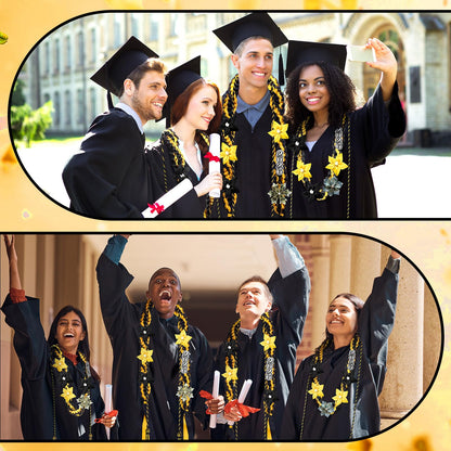Craftsatin 2026 Graduation Money Leis with Honor Cord Class of 2026 Graduation Ribbon Money Leis Double Braided Handmade Necklace Kit for for High School College Grad Party Supplies(Gold Black)