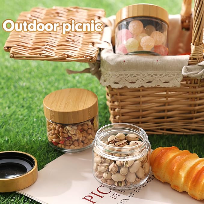 Moretoes 6 Pack Overnight Oats Containers with Lids, 10oz Glass Storage for Dry Food, Jars with Lids for Yogurt & Salad, Portable for Picnic & Lunch, Transparent Square Design for Kitchen Pantry Jars