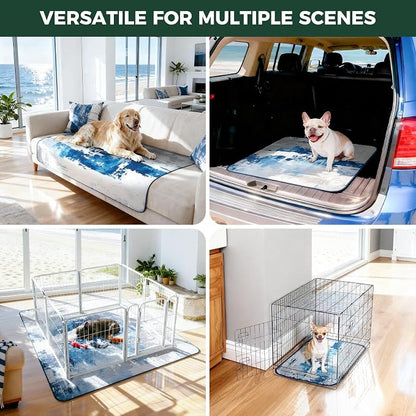 FXW Washable Pee Pads for Dogs, Puppy Pads with Super Absorbent, Specifically Designed for 36inch Cages, 23" x 35" Rectangle, Tie-Dye Blue, 2 Packs