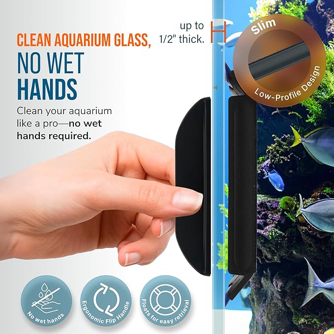 Flipper Edge 2-in-1 Scrubber Scraper Floating Magnetic Fish Tank Aquarium Cleaner with Dual Blades - Efficient Glass & Acrylic Aquarium Cleaning Tools (Standard)