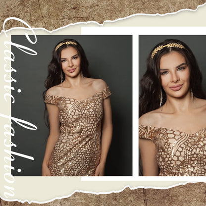 Kacctyen 6 Pcs Gold Leaf Wedding Headbands Set Flower Faux Pearls Headband Golden Bridal Tiara Greek Queen Crown Headpiece Metal Laurel Leaf Hairband for Women Costume Hair Accessories