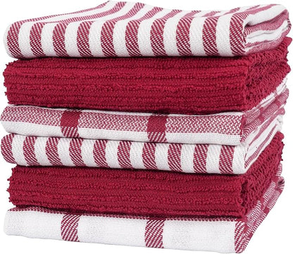 KAF Home Premium Kitchen Towels, Large 100% Cotton, Flat & Terry Absorbent Dish