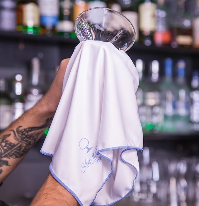 Trendy Bartender Toast to Perfection Microfiber Commercial Grade Glass