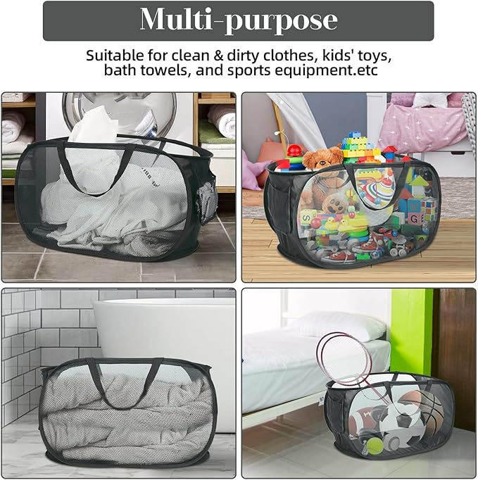 4 Pack Collapsible Laundry Baskets, Foldable Laundry Basket