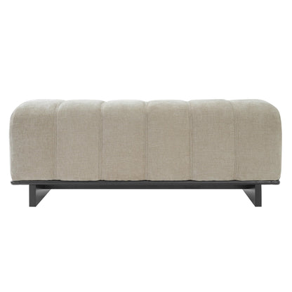 Christopher Knight Home Lamie 49.13" Chenille Upholstered Dining Bench, Wooden Entryway Bench, Long Sofa Footstool for Living Room, Bedroom End of Bed Bench, Oatmeal+Black