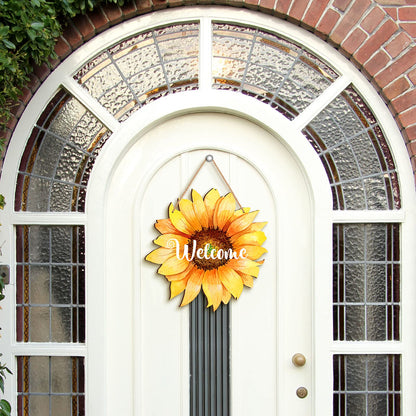 Sunflower Welcome Wood Door Hanger 12 Inch