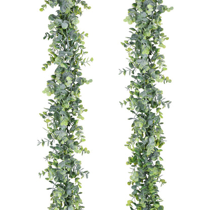 Lvydec 2 Pack Artificial Eucalyptus Garland, Fake Eucalyptus Greenery Garland Wedding Backdrop Arch Wall Decor, 5.5 Feet/Strand Fake Hanging Plant for Table Festival Party Decoration