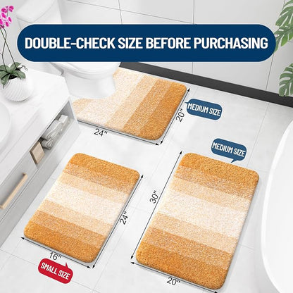 OLANLY Bathroom Runner Rugs Mat 44x24, Extra Soft Absorbent Microfiber Bath Rugs, Rubber Backing, Quick Dry, Washable Long Bath Mats for Bathroom, Tub and Shower, Home Decor Accessories, Golden Yellow