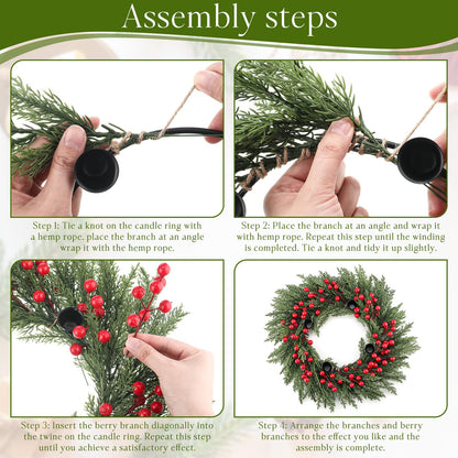 Kritkin Christmas Advent Wreath Ring DIY Candle Holder Traditional Catholic Christmas Decoration Set for Church Table Centerpiece Holiday Decorations Gift (Cypress)