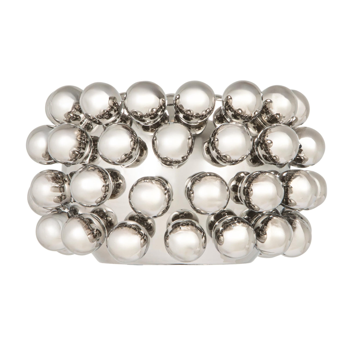 Bloomingville Stoneware Planter with Balls, Chrome Finish