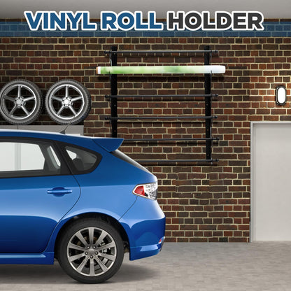 Kritkin 6 Roll Vinyl Roll Holder Adjustable Metal Vinyl Rack Wall Mount for Car Wrap Material Transfer Paper Tape Wallpaper Window Film Garage Workshop, Bracket Only
